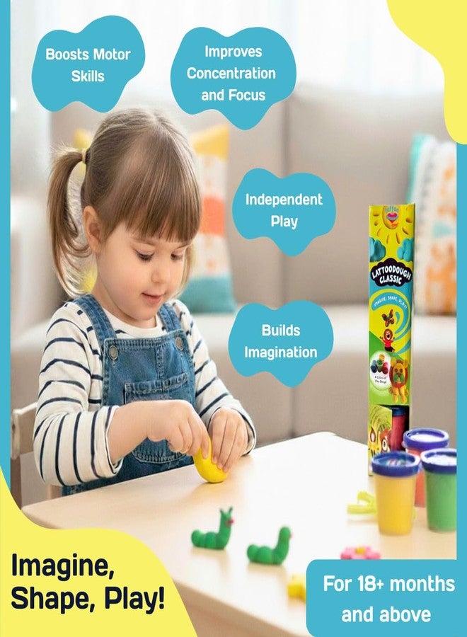 Lattooland Natural Clay Dough For Kids|Taste-Safe Clay Set|Vibrant Multi-Colours|Does Not Dry Up Easily|Soft & Safe Sensory Dough|Non-Toxic|Lab-Certified|Modelling Toy For Children(4 Colors) - Image 5